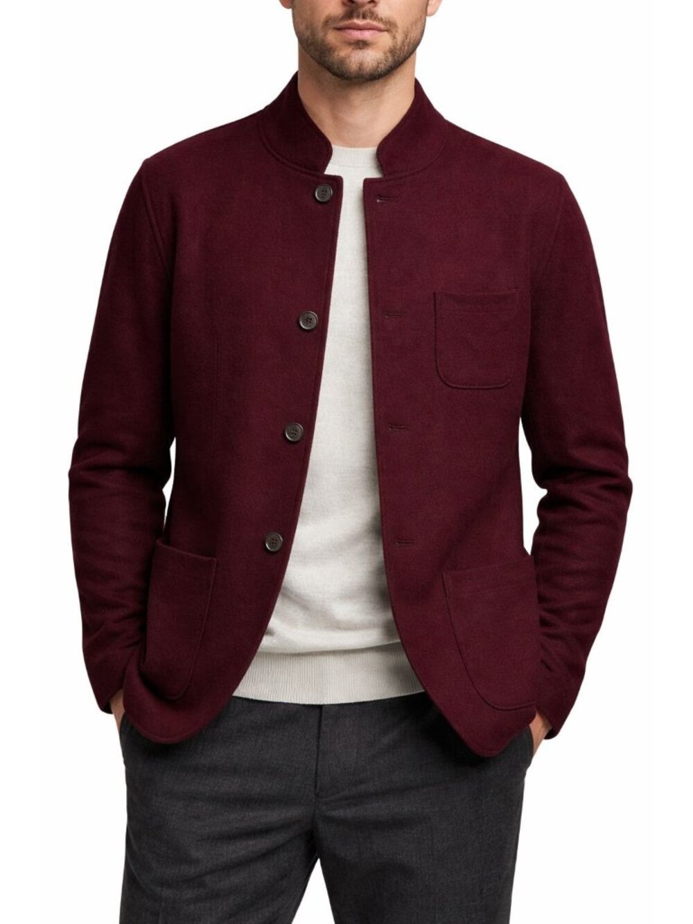 Harris Wharf London Nehru Jacket Boiled Virgin Wool